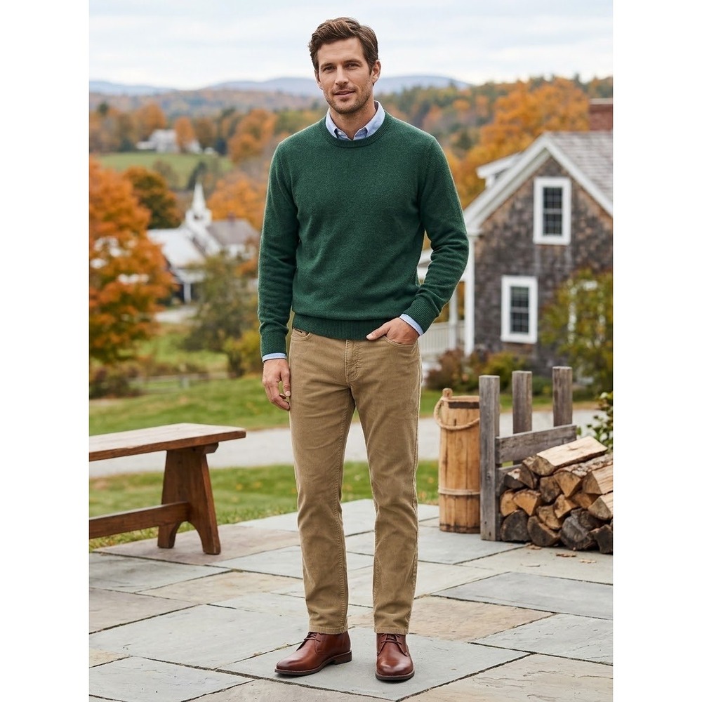 Straight Leg Lands End Tan Cotton Corduroy Pants Size 30 (Size 30x30)